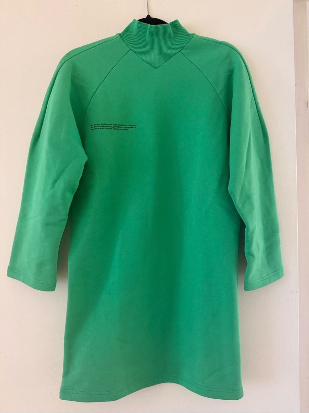 Pangaia Green Mock-Neck Mini Dress